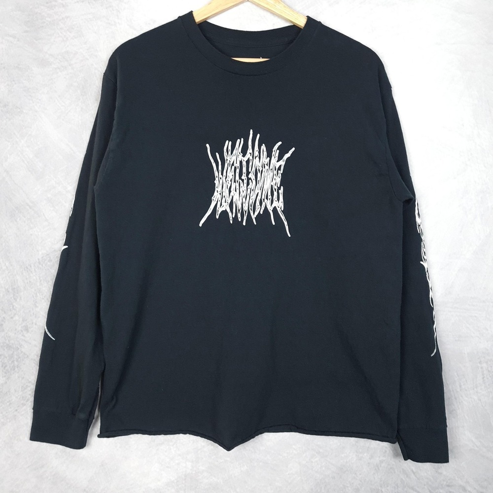 Welcome Skateboards Shirt Mens Medium Black Long Sleeve Hit Metal Logo Script